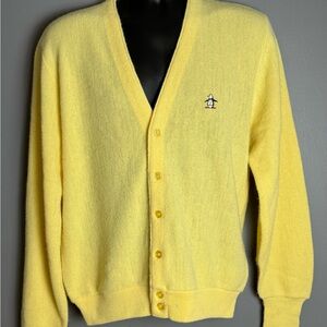 Vintage  70’s Grand Slam Munsingwear Penguin Yellow Cardigan Sweater Men’s LG